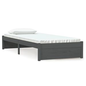 vidaXL Massivholzbett Grau 75x190 cm