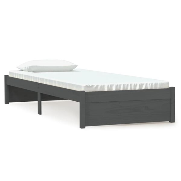 vidaXL Massivholzbett Grau 75x190 cm