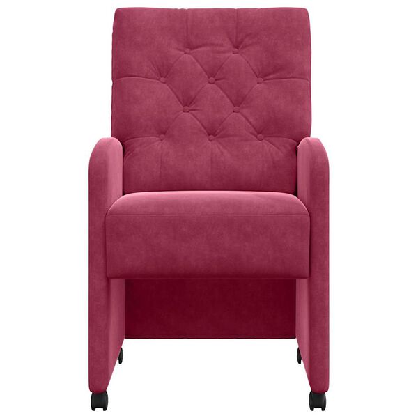 vidaXL Esszimmerst&uuml;hle mit Rollen 2 pcs Weinrot 58 x 67 x 97 cm Samt