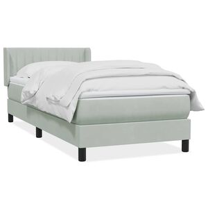 vidaXL Boxspringbett mit Matratze Hellgrau 80x210 cm Samt