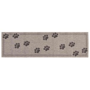 vidaXL K&uuml;chen Teppich Graue Pfoten 150 x 45 cm 100% Polyamid Waschbar