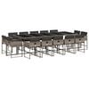 vidaXL 15-tlg. Garten-Essgruppe mit Kissen Grau Poly Rattan