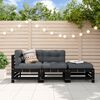 vidaXL 3-tlg. Garten-Lounge-Set mit Kissen Schwarz Massivholz