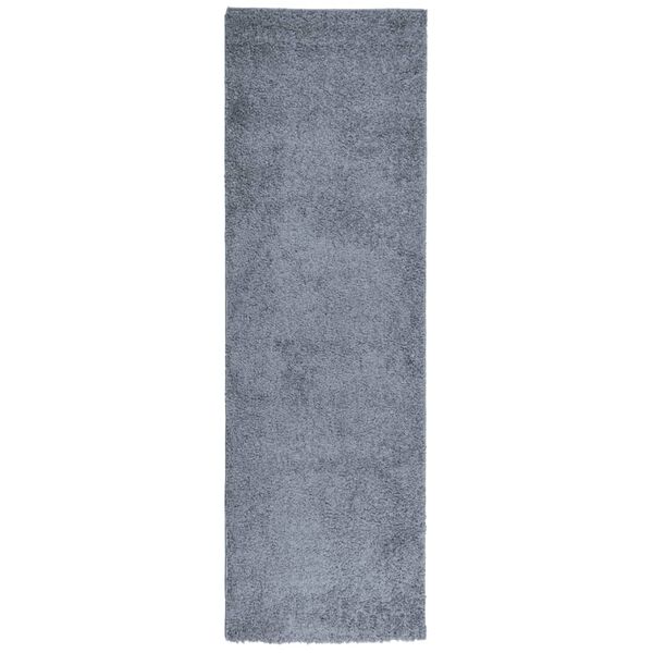 vidaXL Teppich Shaggy Hochflor Modern Blau 80x250 cm