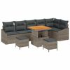 vidaXL Garten-Sofa-Set mit Kissen 9 pcs Grau Poly Rattan