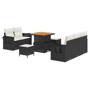 vidaXL Gartensofa-set mit Kissen 8 pcs Schwarz Poly-Rattan