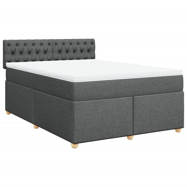vidaXL Boxspringbett mit Matratze Dunkelgrau 160x200 cm Stoff
