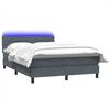 vidaXL Boxspringbett mit Matratze & LED Dunkelgrau 140x210 cm Samt