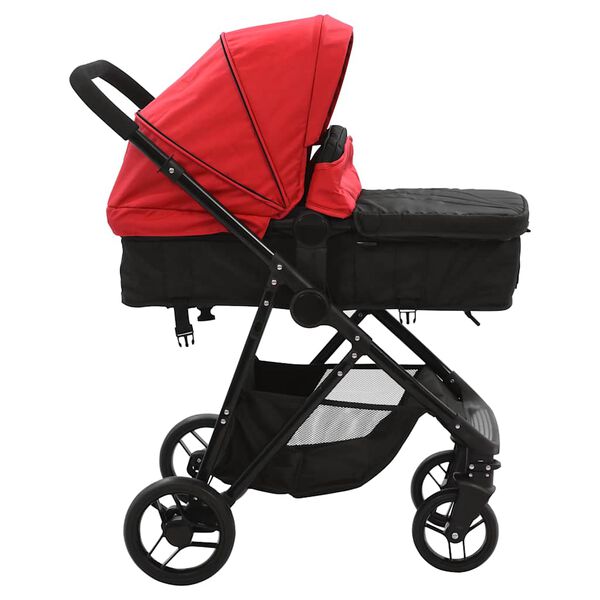 vidaXL 2-in-1 Buggy/Kinderwagen Rot und Schwarz Stahl