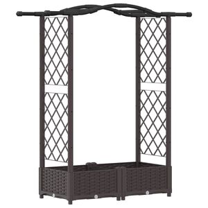 vidaXL Hochbeet mit Rankgitter und Dach Braun 124 x 40 x 125 cm PP
