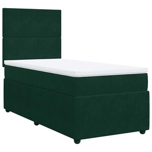 vidaXL Boxspringbett mit Matratze Dunkelgr&uuml;n 90x190 cm Samt