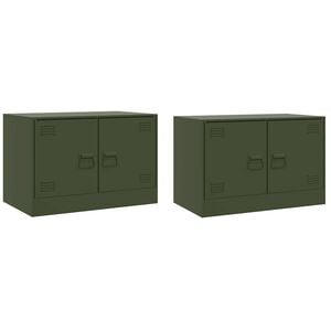 vidaXL TV-Schr&auml;nke 2 Stk. Olivgr&uuml;n 67x39x44 cm Stahl