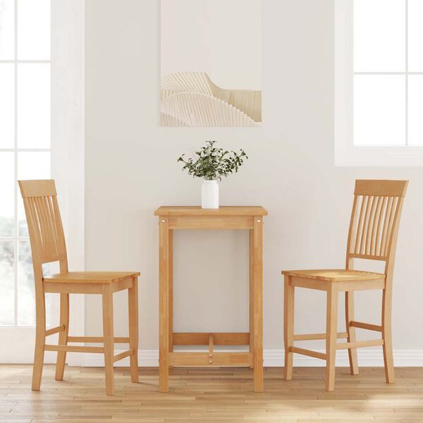 vidaXL Barhocker 2 Stk. Natur Massivholz Gummibaum