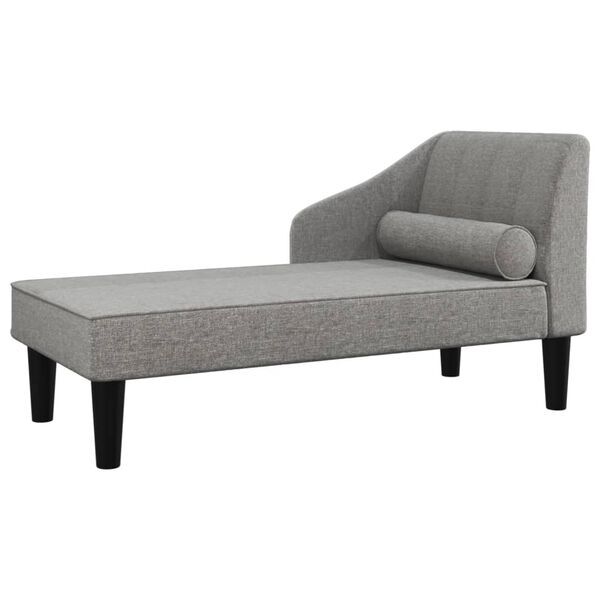 vidaXL Chaiselongue mit Nackenrolle Hellgrau Stoff