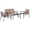 vidaXL Garten Essgruppe 4 Stk. Braun Poly-Rattan