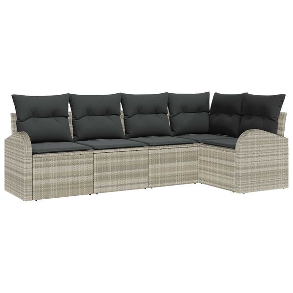 vidaXL Sofa Set mit Kissen Hellgrau Polyester