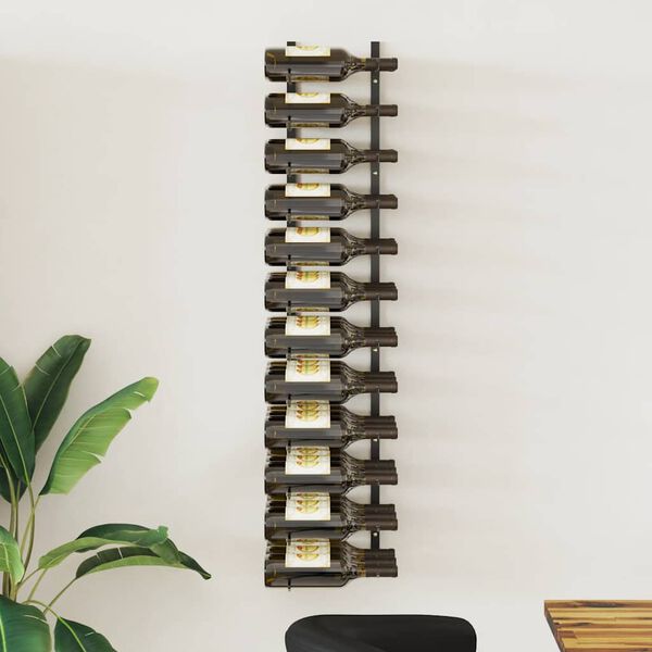 vidaXL Wand-Weinregal f&uuml;r 36 Flaschen Schwarz Eisen