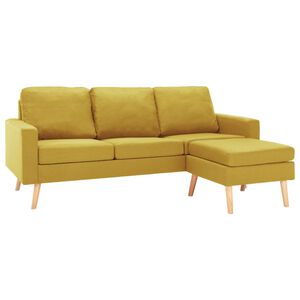 vidaXL 3-Sitzer-Sofa mit Hocker Gelb Stoff