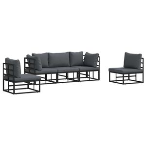 vidaXL Gartensofa-set mit Kissen 5 pcs Schwarz Aluminium