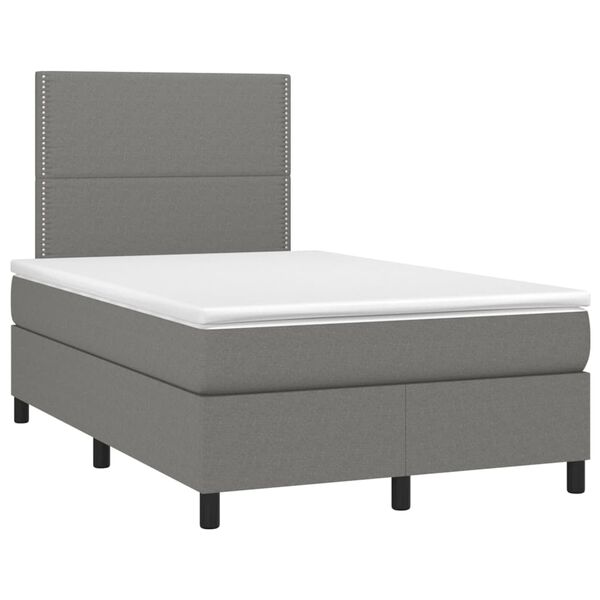vidaXL Boxspringbett mit Matratze & LED Dunkelgrau 120x200 cm Stoff