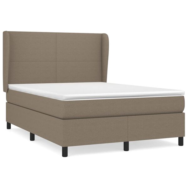 vidaXL Boxspringbett mit Matratze Taupe 140x200 cm Stoff