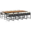 vidaXL 11-tlg. Garten-Essgruppe mit Kissen Schwarz Poly Rattan