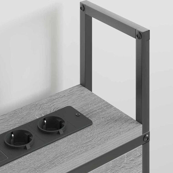 vidaXL Kopfteil mit Stauraum mit Ladestation Grau Sonoma 120 cm