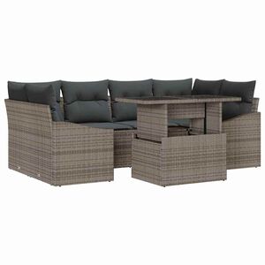 vidaXL Gartensofa-set mit Speicher mit Kissen 7 pcs Grau Poly-Rattan