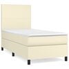 vidaXL Boxspringbett mit Matratze Creme 90x200 cm Kunstleder