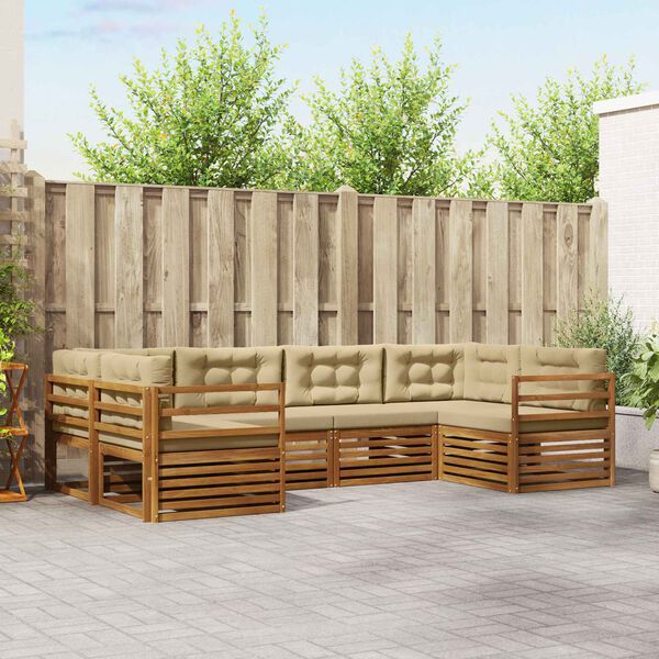 vidaXL Sofagarnituren 6 pcs Natur und Beige Massivholz Akazie