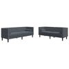 vidaXL 2-tlg. Chesterfield-Sofa-Set mit Nackenrollen Dunkelgrau Samt