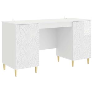vidaXL Schreibtisch Hochglanz Wei&szlig; 142,5 x 50 x 75 cm Holzwerkstoff