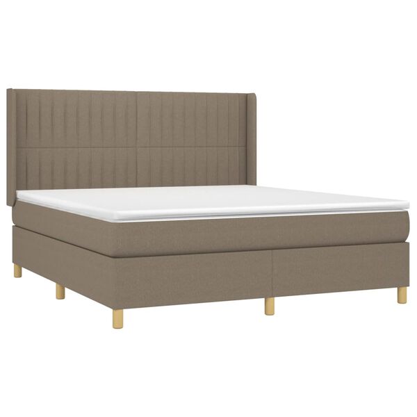 vidaXL Boxspringbett mit Matratze & LED Taupe 160x200 cm Stoff