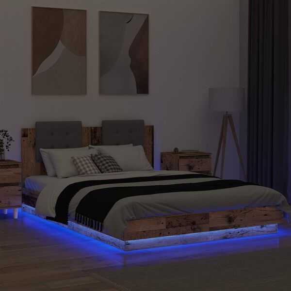 vidaXL Bettgestell mit Kopfteil Altholz 160 x 200 cm Holzwerkstoff