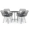 vidaXL 5-tlg. Garten-Essgruppe Schwarz Poly Rattan