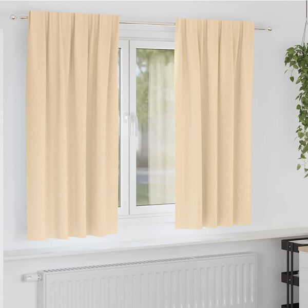 vidaXL Verdunkelungs-Vorh&auml;nge mit Ringen 2 pcs Creme 175 x 140 cm