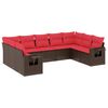 vidaXL 9-teiliges Gartensofa-Set mit Kissen, braun, Polyrattan