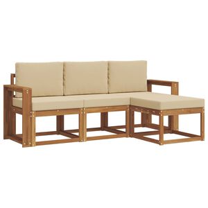 vidaXL Outdoor-Sofagarnitur mit Kissen 4 pcs Natur und Beige