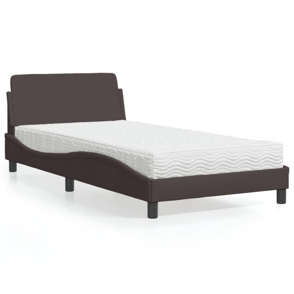vidaXL Bett mit Matratze "Dover" Dunkelbraun 100x200 cm Stoff