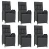 vidaXL 7-tlg. Garten-Essgruppe mit Kissen Schwarz Poly Rattan
