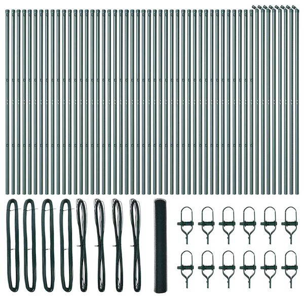 vidaXL Zaunpfosten Gr&uuml;n 100 x 1,4 m (25 mm Maschenweite) Stahl und PVC