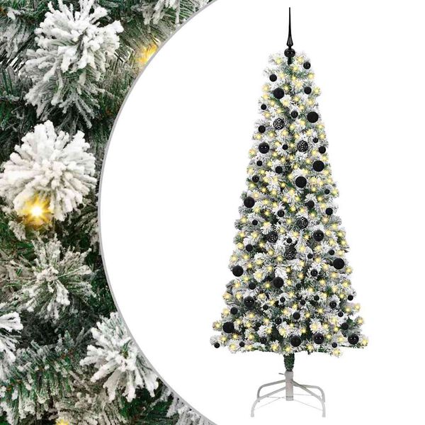 vidaXL K&uuml;nstlicher klappbarer Weihnachtsbaum Gr&uuml;n und Wei&szlig; 240 cm