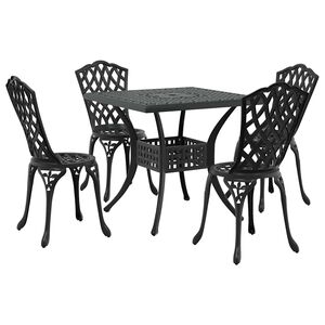 vidaXL Gartentisch Set 5 pcs Schwarz Gussaluminium