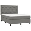 vidaXL Boxspringbett mit Matratze & LED Dunkelgrau 140x190 cm Stoff