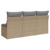 vidaXL Gartensofa mit Kissen 3-Sitzer Beige Poly Rattan