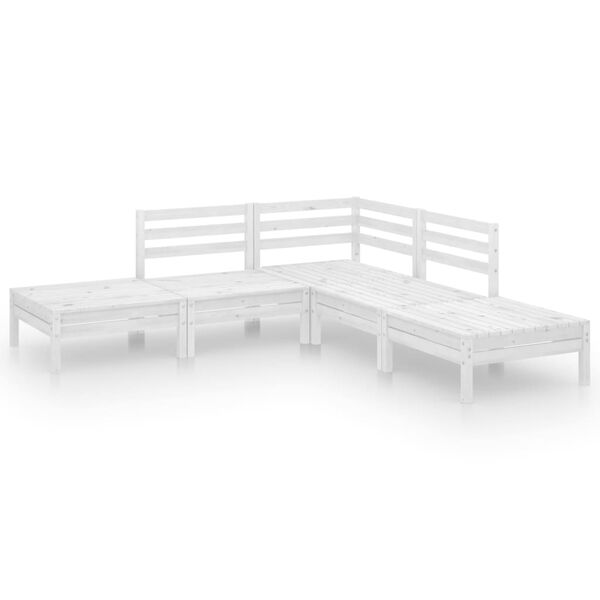 vidaXL 5-tlg. Garten-Lounge-Set Massivholz Kiefer Weiß