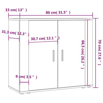 vidaXL Sideboard Grau Sonoma 80x33x70 cm Holzwerkstoff