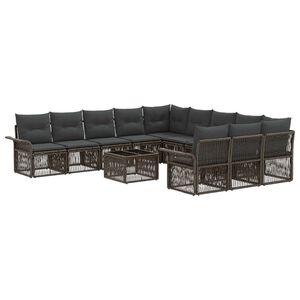 vidaXL Gartensofa-set 12 pcs Grau Poly-Rattan
