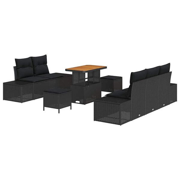 vidaXL Gartensofa-set mit Kissen 8 pcs Schwarz Poly-Rattan