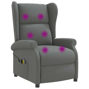 vidaXL Wing Back elektrischer Massagesessel Dunkelgrau Stoff